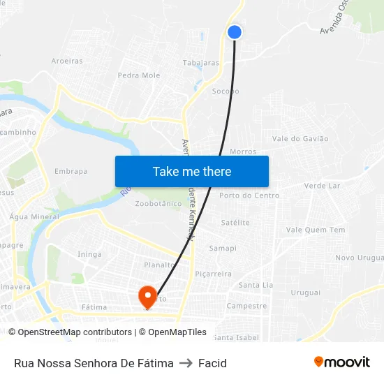 Rua Nossa Senhora De Fátima to Facid map