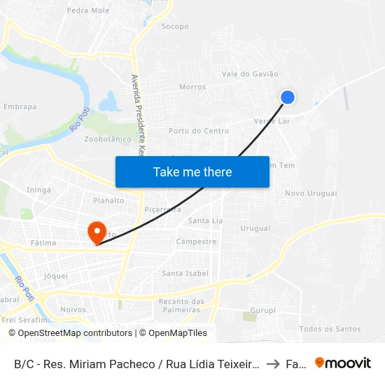 B/C - Res. Miriam Pacheco / Rua Lídia Teixeira Rosa, 316 to Facid map