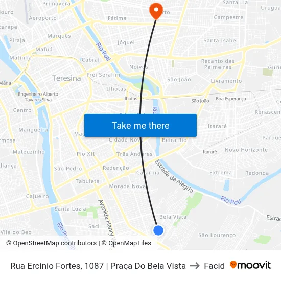 Rua Ercínio Fortes, 1087 | Praça Do Bela Vista to Facid map