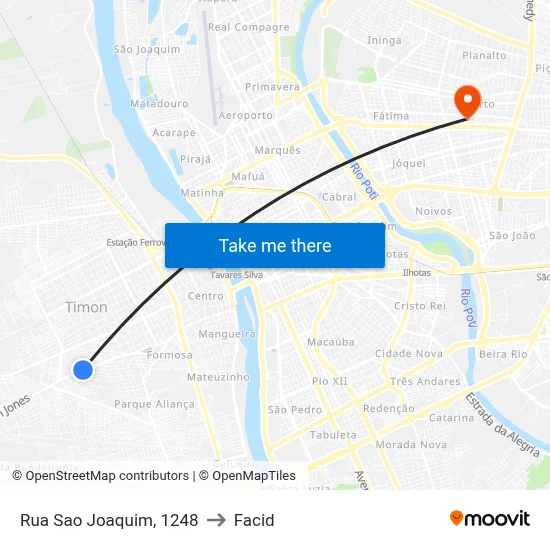 Rua Sao Joaquim, 1248 to Facid map