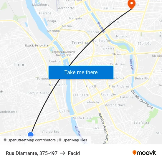 Rua Diamante, 375-497 to Facid map
