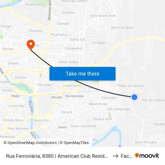 Rua Ferroviária, 8380 | American Club Residence to Facid map
