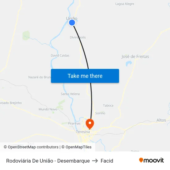 Rodoviária De União - Desembarque to Facid map