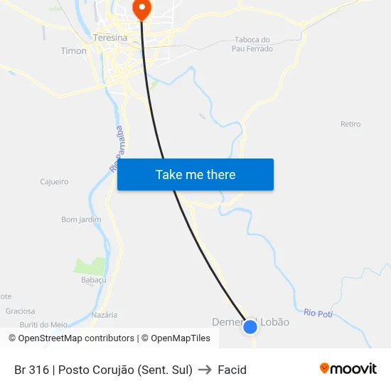 Br 316 | Posto Corujão (Sent. Sul) to Facid map