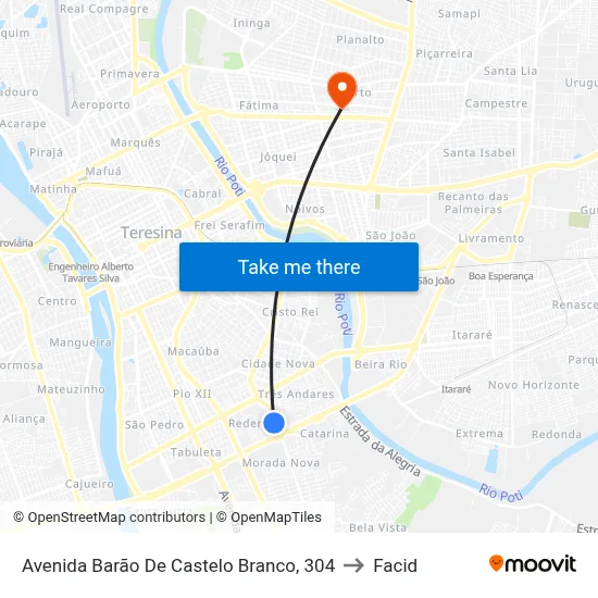 Avenida Barão De Castelo Branco, 304 to Facid map