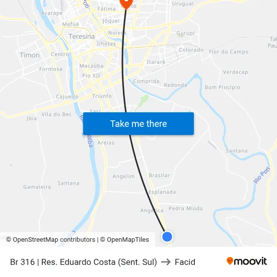 Br 316 | Res. Eduardo Costa (Sent. Sul) to Facid map