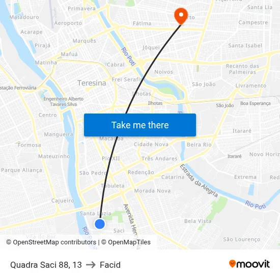 Quadra Saci 88, 13 to Facid map