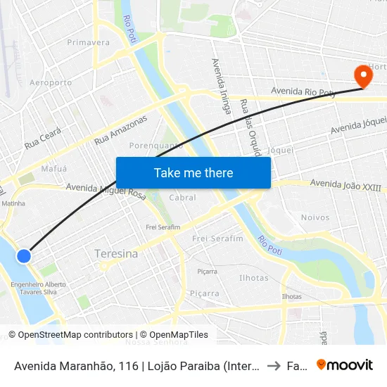 Avenida Maranhão, 116 | Lojão Paraiba (Intermunicipal) to Facid map