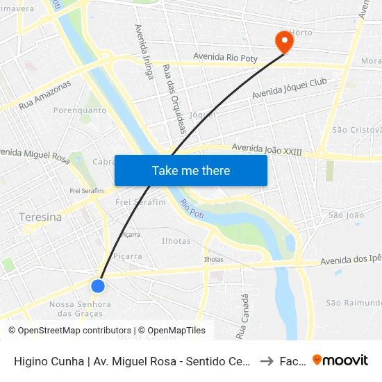Higino Cunha | Av. Miguel Rosa - Sentido Centro to Facid map