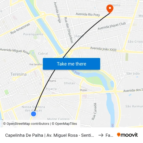 Capelinha De Palha | Av. Miguel Rosa - Sentido Bairro to Facid map