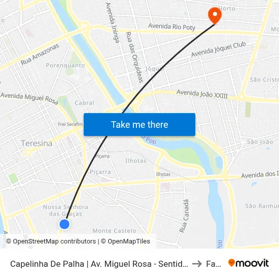 Capelinha De Palha | Av. Miguel Rosa - Sentido Centro to Facid map