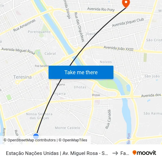 Estação Nações Unidas  | Av. Miguel Rosa - Sentido Centro to Facid map