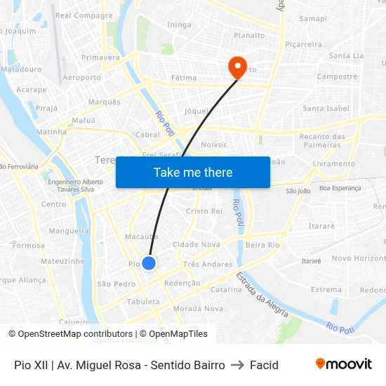 Pio XII | Av. Miguel Rosa - Sentido Bairro to Facid map