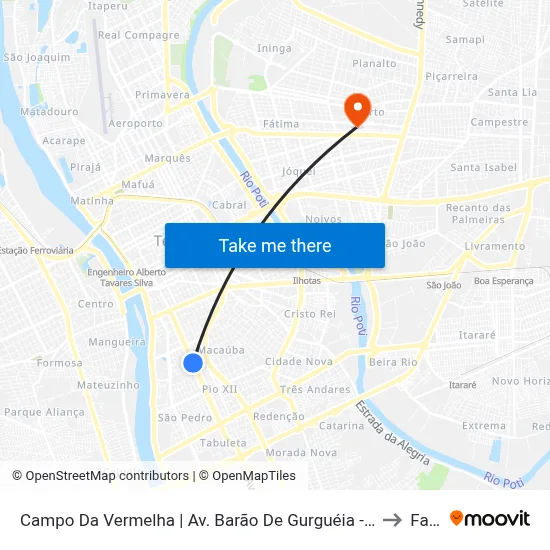Campo Da Vermelha | Av. Barão De Gurguéia - Sentido Centro to Facid map