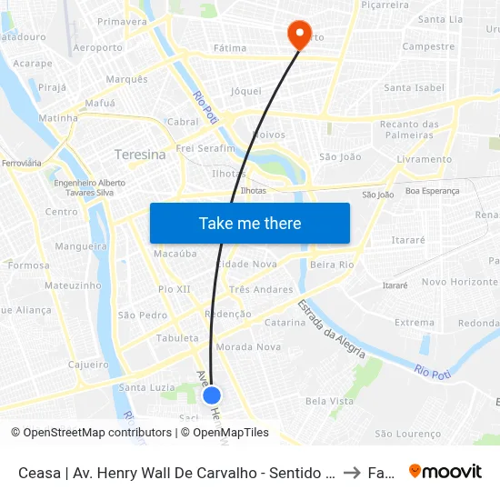 Ceasa | Av. Henry Wall De Carvalho - Sentido Bairro to Facid map