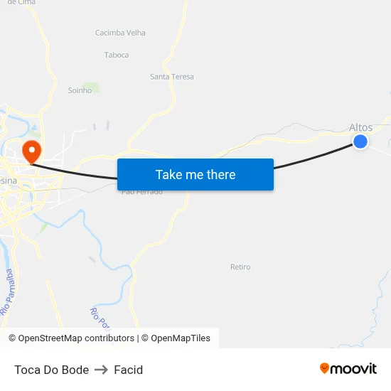 Toca Do Bode to Facid map