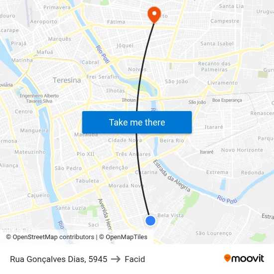 Rua Gonçalves Dias, 5945 to Facid map