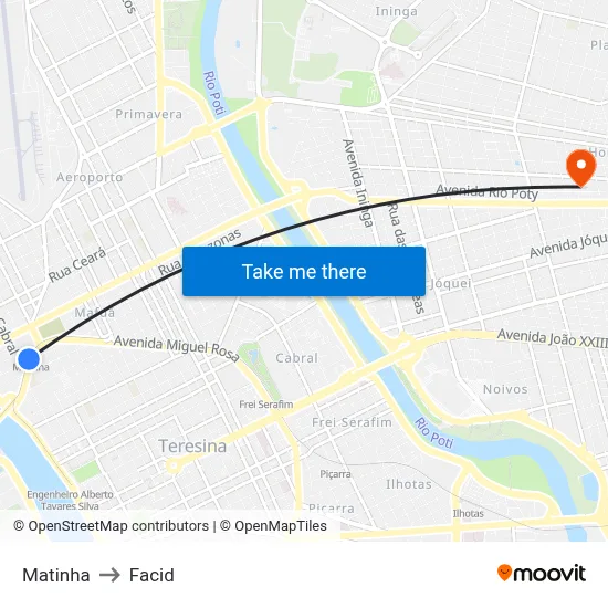 Matinha to Facid map