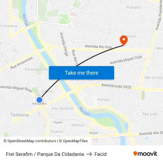 Frei Serafim / Parque Da Cidadania to Facid map