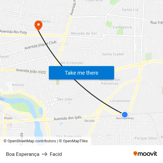 Boa Esperança to Facid map