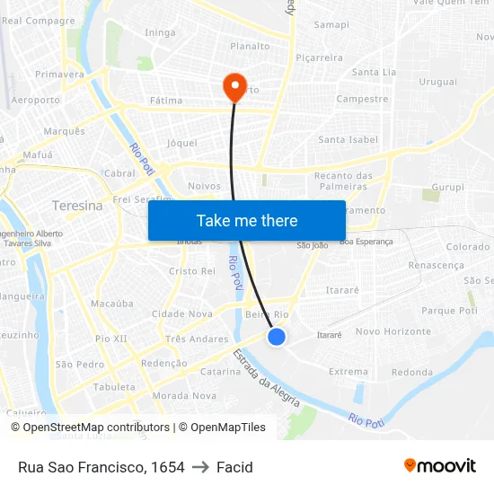 Rua Sao Francisco, 1654 to Facid map