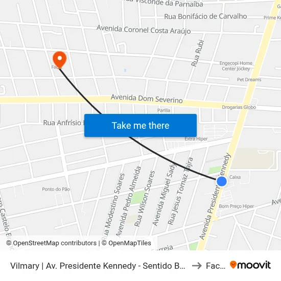 Vilmary | Av. Presidente Kennedy - Sentido Bairro to Facid map