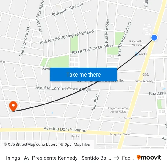 Ininga | Av. Presidente Kennedy - Sentido Bairro to Facid map