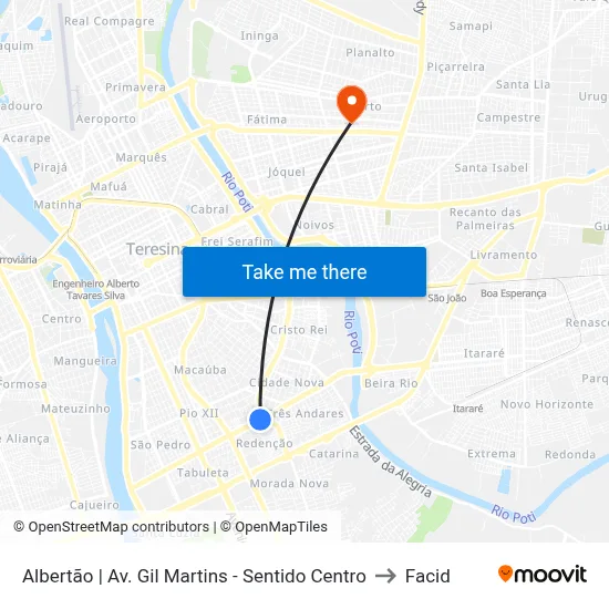 Albertão | Av. Gil Martins - Sentido Centro to Facid map
