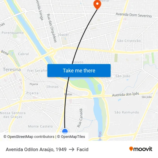 Avenida Odilon Araújo, 1949 to Facid map