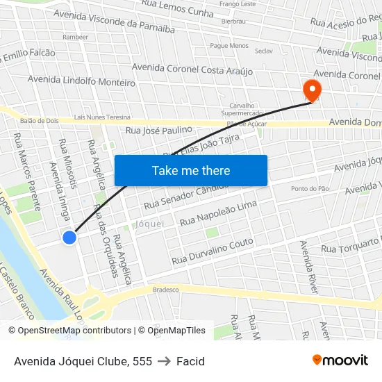 Avenida Jóquei Clube, 555 to Facid map