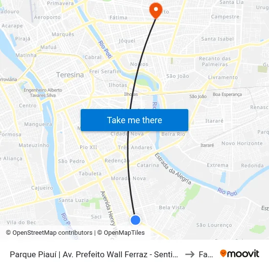Parque Piauí | Av. Prefeito Wall Ferraz - Sentido Bairro to Facid map
