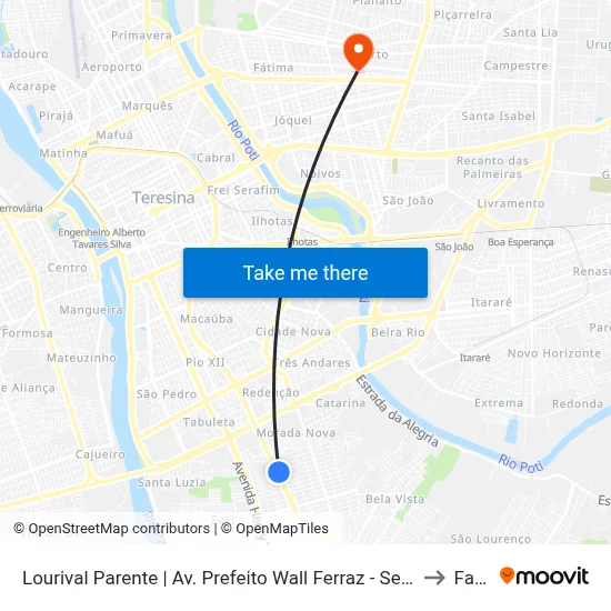 Lourival Parente | Av. Prefeito Wall Ferraz - Sentido Centro to Facid map