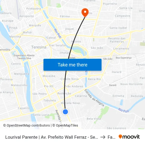 Lourival Parente | Av. Prefeito Wall Ferraz - Sentido Bairro to Facid map