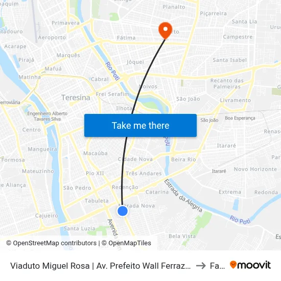 Viaduto Miguel Rosa | Av. Prefeito Wall Ferraz - Sentido Centro to Facid map