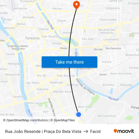Rua João Resende | Praça Do Bela Vista to Facid map