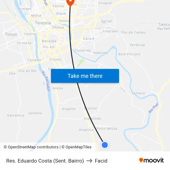 Res. Eduardo Costa (Sent. Bairro) to Facid map