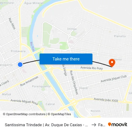 Santíssima Trindade | Av. Duque De Caxias - Sentido Bairro to Facid map
