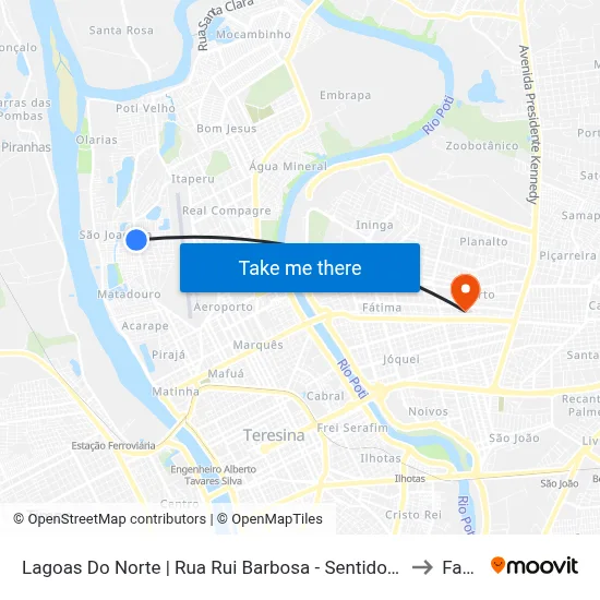 Lagoas Do Norte | Rua Rui Barbosa - Sentido Centro to Facid map