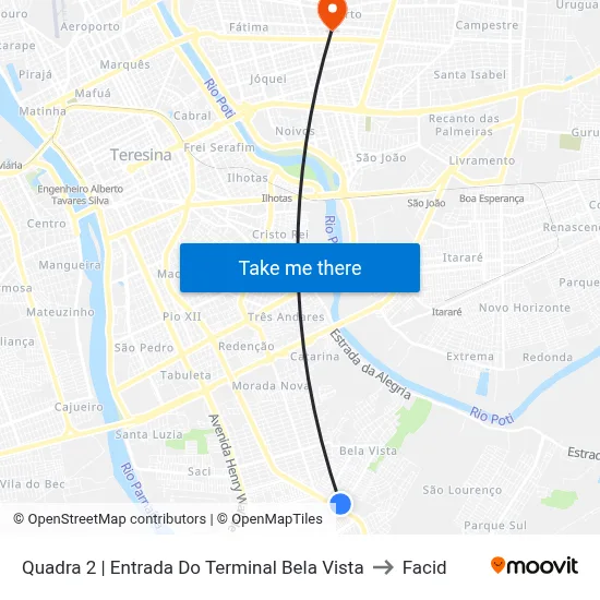 Quadra 2 | Entrada Do Terminal Bela Vista to Facid map