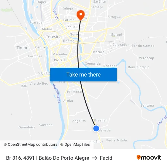 Br 316, 4891 | Balão Do Porto Alegre to Facid map