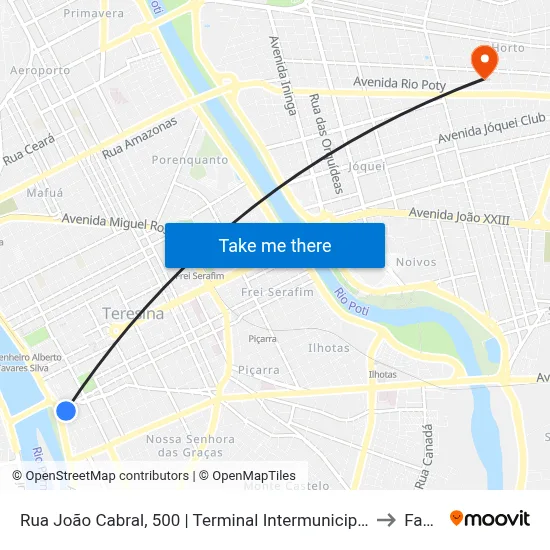 Rua João Cabral, 500 | Terminal Intermunicipal Sul to Facid map
