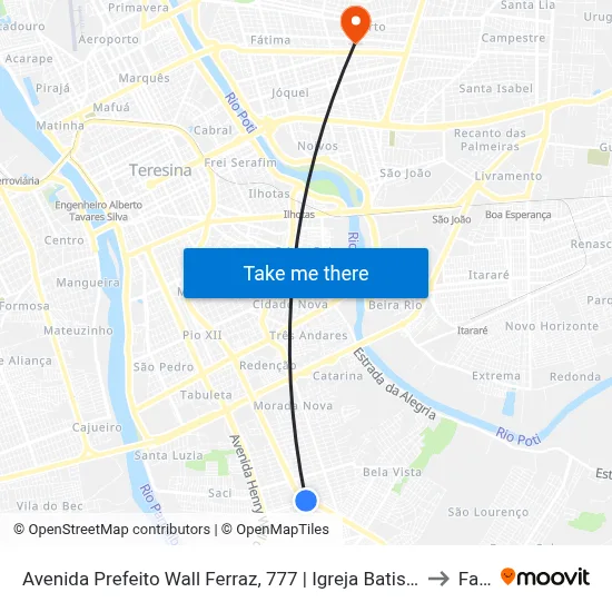 Avenida Prefeito Wall Ferraz, 777 | Igreja Batista Do Parque Piauí to Facid map