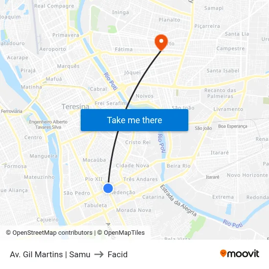 Av. Gil Martins | Samu to Facid map