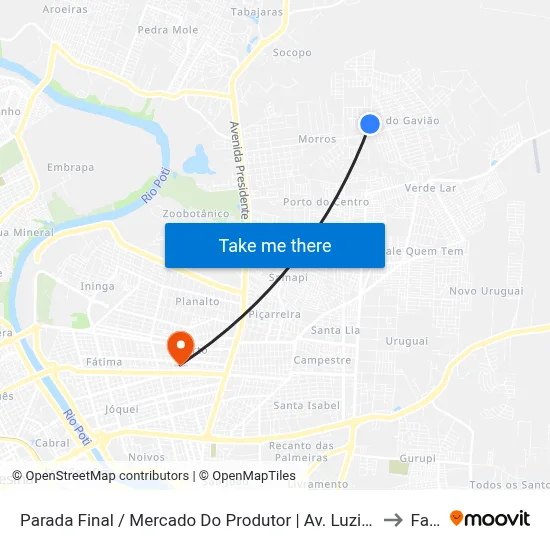 Parada Final / Mercado Do Produtor | Av. Luzia Andrade, 1056 to Facid map