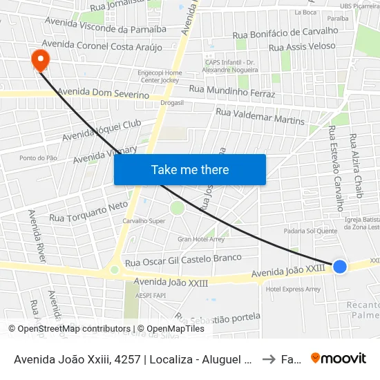 Avenida João Xxiii, 4257 | Localiza - Aluguel De Carros to Facid map