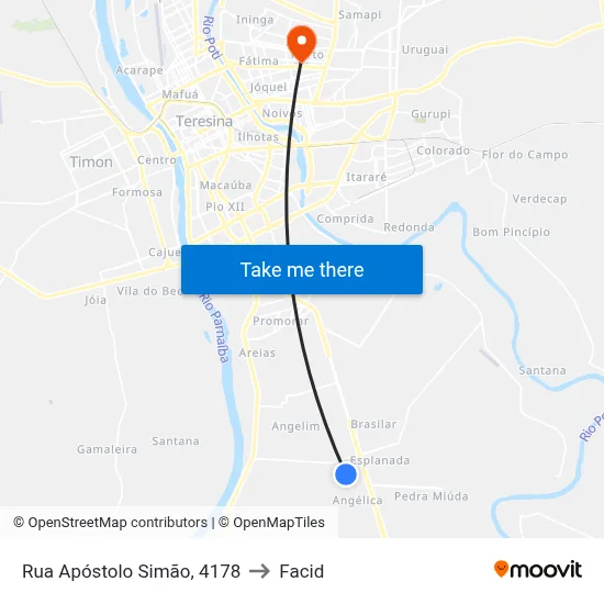 Rua Apóstolo Simão, 4178 to Facid map