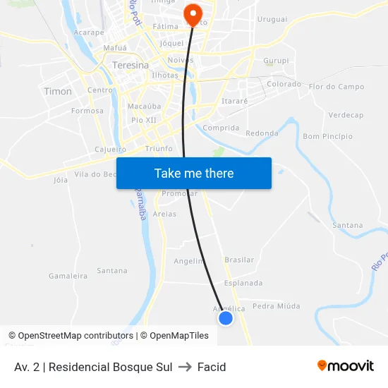 Av. 2 | Residencial Bosque Sul to Facid map