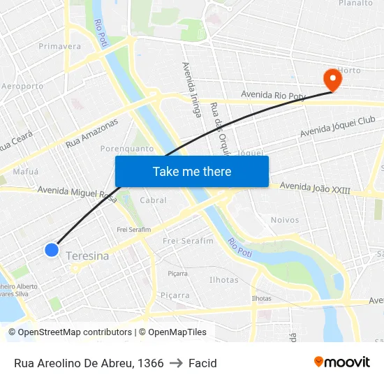 Rua Areolino De Abreu, 1366 to Facid map