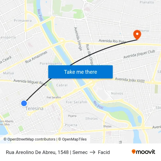 Rua Areolino De Abreu, 1548 | Semec to Facid map