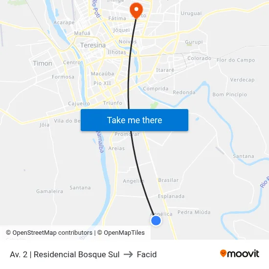 Av. 2 | Residencial Bosque Sul to Facid map